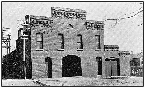 Antique photograph from Lawrence, Kansas, in 1898: Hamlins Livery stable