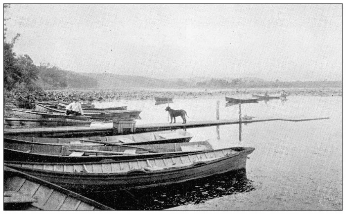 Framed Print : Antique photograph from Lawrence, Kansas, in 1898: Lake view club boating Framed Print : Antique photograph from Lawrence, Kansas, in 1898: Lake view club boating