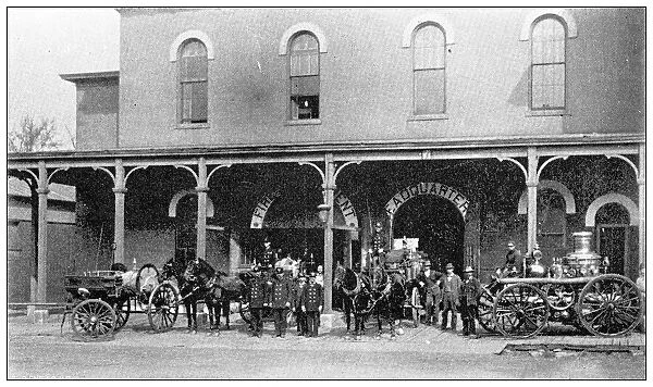 Antique photograph from Lawrence, Kansas, in 1898: Fire department headquarters