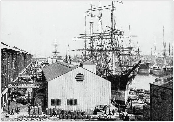 Antique photograph of London: London Docks