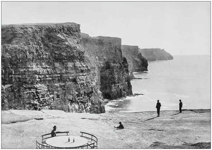 Framed Print : Antique photograph of seaside towns of Great Britain and Ireland: Cliffs of Moher