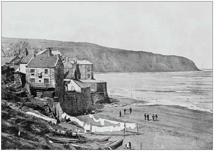 Framed Print : Antique photograph of seaside towns of Great Britain and Ireland: Robin Hood's Bay Framed Print : Antique photograph of seaside towns of Great Britain and Ireland: Robin Hood's Bay