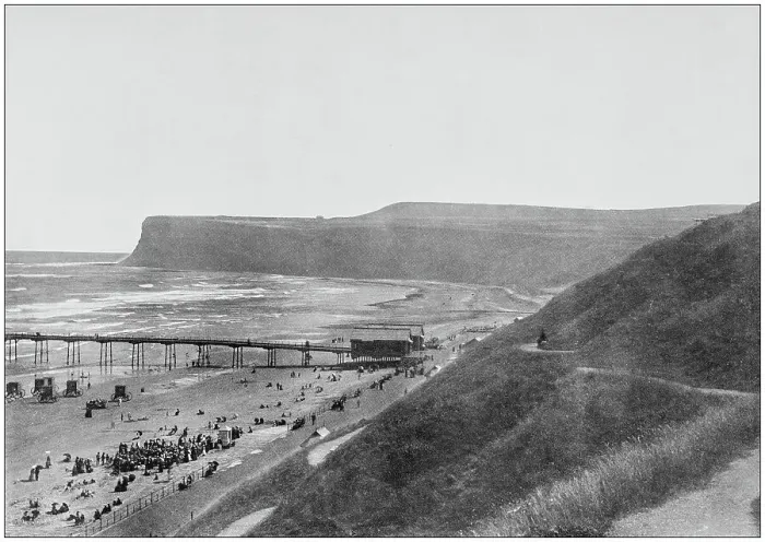 Framed Print : Antique photograph of seaside towns of Great Britain and Ireland: Saltburn Framed Print : Antique photograph of seaside towns of Great Britain and Ireland: Saltburn