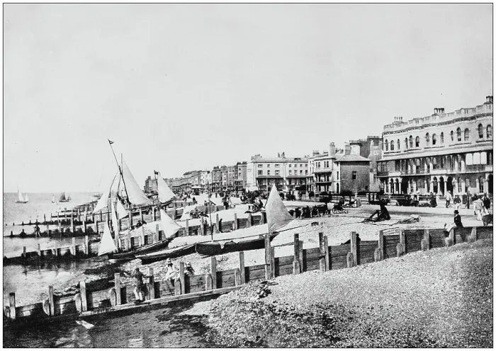 Framed Print : Antique photograph of seaside towns of Great Britain and Ireland: Worthing Framed Print : Antique photograph of seaside towns of Great Britain and Ireland: Worthing