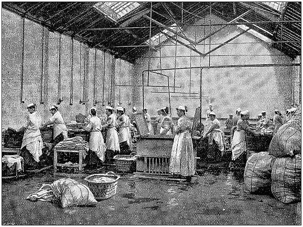 Antique photograph: Woman prison laundry