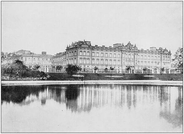 Antique photograph of Worlds famous sites: Buckingham Palace, London, England