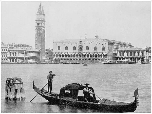 Antique photograph of Worlds famous sites: Palace of the doges, Venice, Italy
