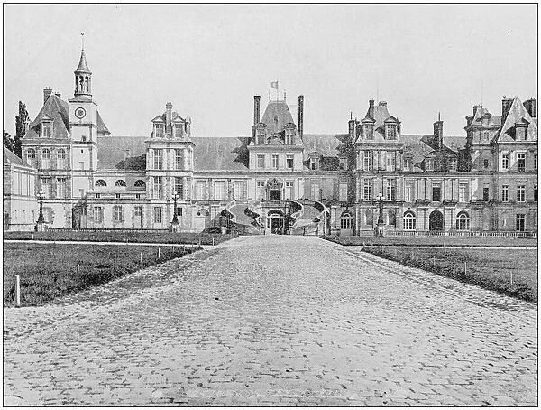 Antique photograph of Worlds famous sites: Royal Palace, Fontainebleau, France