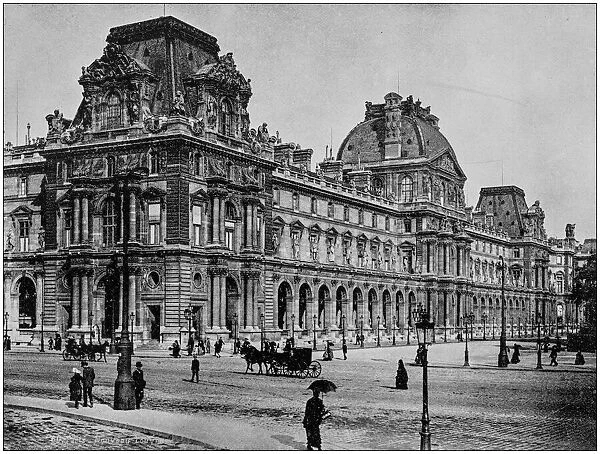Antique photograph of Worlds famous sites: Louvre Buildings, Paris, France