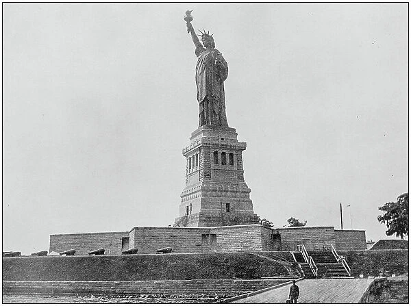 Antique photograph of World's famous sites: Statue of Liberty
