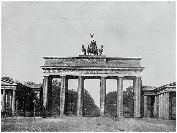 Antique photograph of World's famous sites: Brandeburg gate, Berlin, Germany