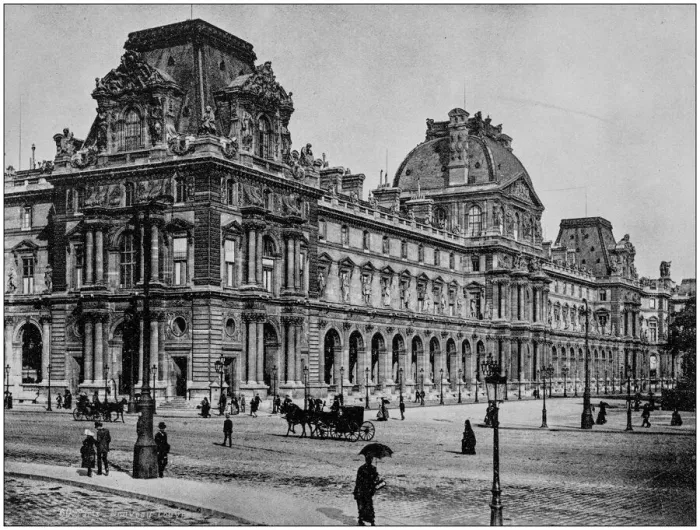 Framed Print : Antique photograph of Worlds famous sites: Louvre Buildings, Paris, France