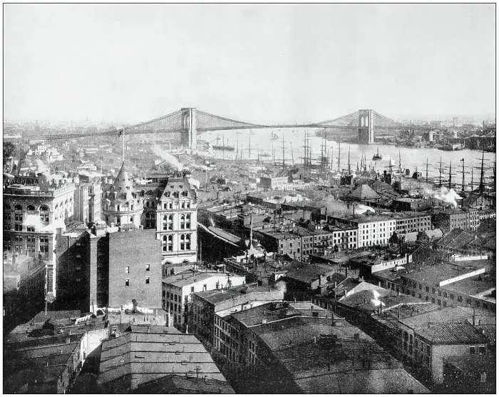 Framed Print : Antique photograph of World's famous sites: New York and Brooklyn Bridge Framed Print : Antique photograph of World's famous sites: New York and Brooklyn Bridge
