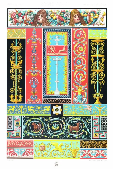 Framed Print : Antique Print Greek Roman pattern Manuscripts Decoration by Racinet - Lithograph Framed Print : Antique Print Greek Roman pattern Manuscripts Decoration by Racinet - Lithograph