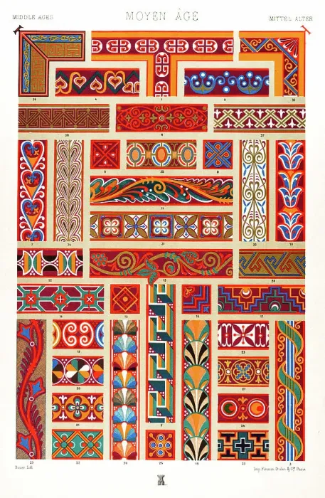 Framed Print : Antique Print Middle-age pattern Manuscripts Decoration by Racinet - Lithograph Framed Print : Antique Print Middle-age pattern Manuscripts Decoration by Racinet - Lithograph
