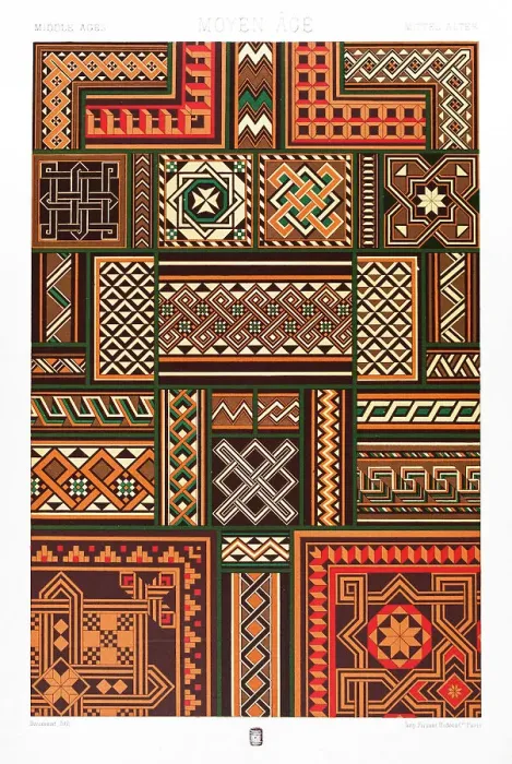 Framed Print : Antique Print Middle-age pattern Manuscripts Decoration by Racinet - Lithograph Framed Print : Antique Print Middle-age pattern Manuscripts Decoration by Racinet - Lithograph