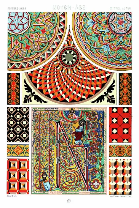 Framed Print : Antique Print Middle-age pattern Manuscripts Decoration by Racinet - Lithograph Framed Print : Antique Print Middle-age pattern Manuscripts Decoration by Racinet - Lithograph