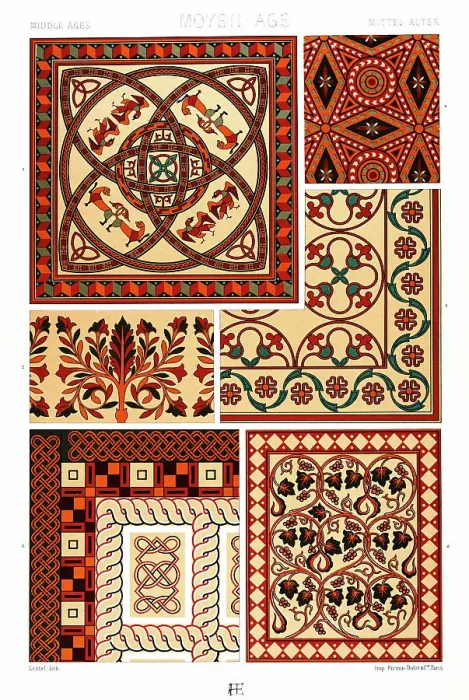 Framed Print : Antique Print Middle-age pattern Manuscripts Decoration by Racinet - Lithograph Framed Print : Antique Print Middle-age pattern Manuscripts Decoration by Racinet - Lithograph