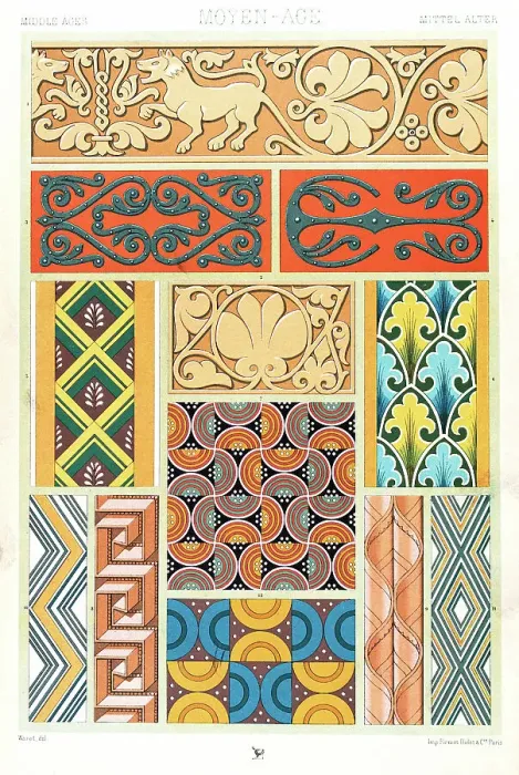 Framed Print : Antique Print Middle-age pattern Manuscripts Decoration by Racinet - Lithograph Framed Print : Antique Print Middle-age pattern Manuscripts Decoration by Racinet - Lithograph