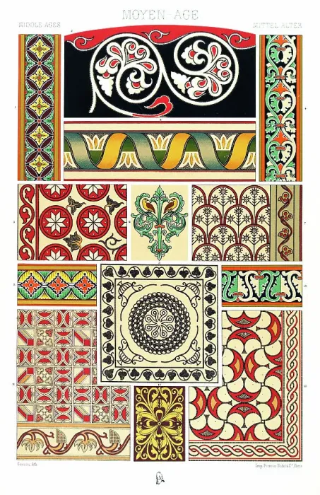 Framed Print : Antique Print Middle-age pattern Manuscripts Decoration by Racinet - Lithograph Framed Print : Antique Print Middle-age pattern Manuscripts Decoration by Racinet - Lithograph