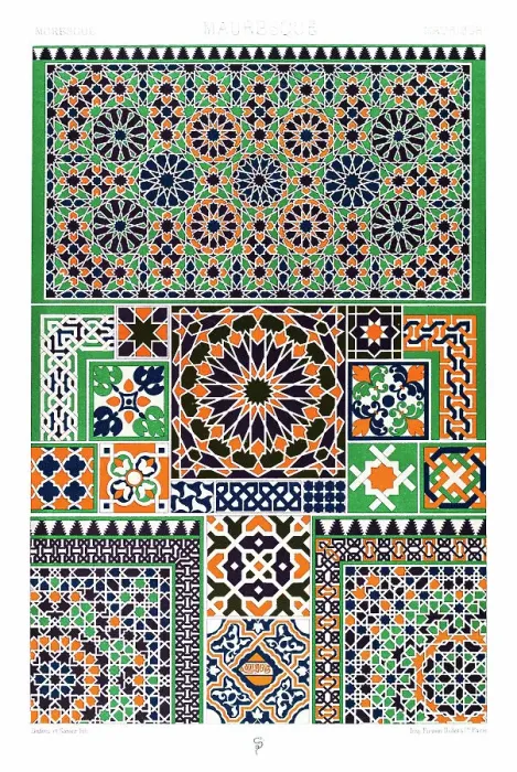 Framed Print : Antique Print Moorish pattern Manuscripts Decoration by Racinet - Lithograph Framed Print : Antique Print Moorish pattern Manuscripts Decoration by Racinet - Lithograph