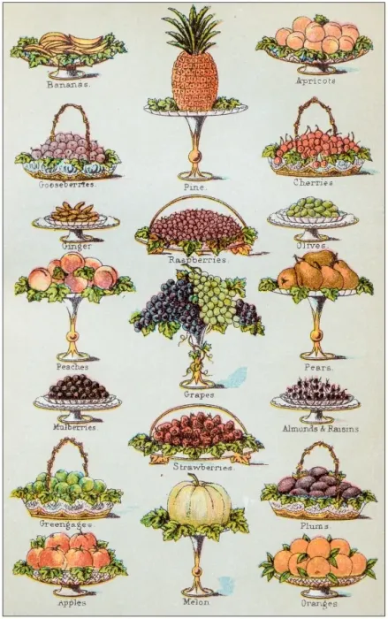 Framed Print : Antique recipes book engraving illustration: Fruit Framed Print : Antique recipes book engraving illustration: Fruit
