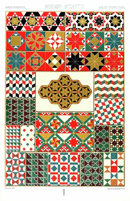 Framed Print : Antique Roman Byzantine Empire pattern Manuscripts Decoration by Racinet - Lithograph Framed Print : Antique Roman Byzantine Empire pattern Manuscripts Decoration by Racinet - Lithograph