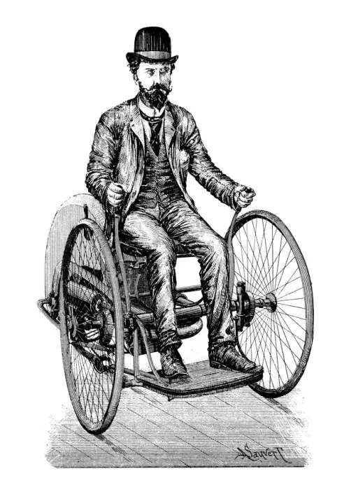 Framed Print : Antique scientific engraving illustration: Motorized Tricycle Framed Print : Antique scientific engraving illustration: Motorized Tricycle