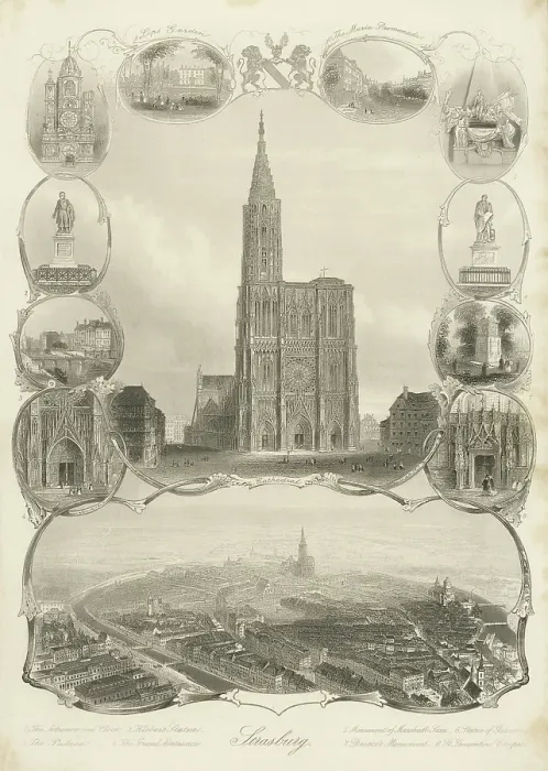 Framed Print : Antique Steel Engraving of Strasbourg Framed Print : Antique Steel Engraving of Strasbourg