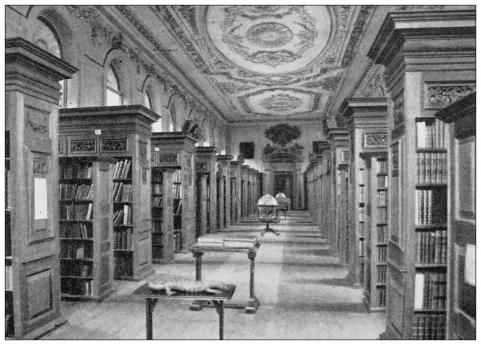 Framed Print : Antique travel photographs of England: Queens College Library, Oxford Framed Print : Antique travel photographs of England: Queens College Library, Oxford