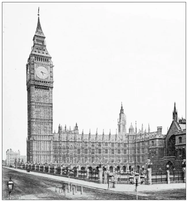Framed Print : Antique travel photographs of London: Big ben Framed Print : Antique travel photographs of London: Big ben