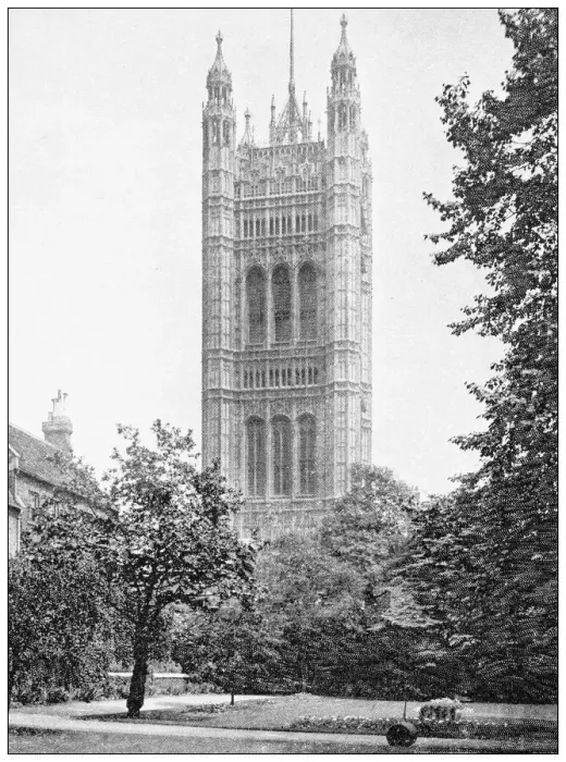 Framed Print : Antique travel photographs of London: Victoria Tower Framed Print : Antique travel photographs of London: Victoria Tower