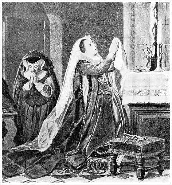 Antique travel photographs of Scotland: Mary Queen of Scots praying before execution
