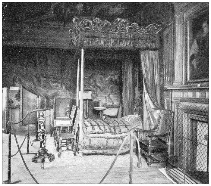 Framed Print : Antique travel photographs of Scotland: Queen Marys bedroom Framed Print : Antique travel photographs of Scotland: Queen Marys bedroom
