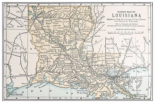 Antique vintage retro USA map: Louisiana