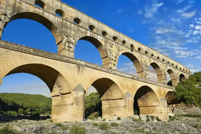 Framed Print : antiquity, attraction, bridge, cloudless, french, historic, unesco world heritage sites