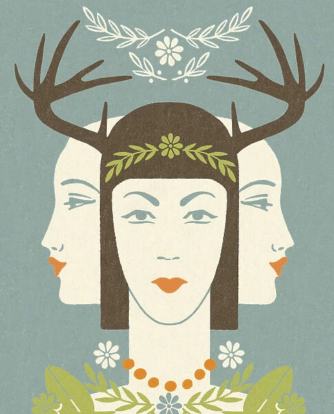 Antler Woman With Two Ladies