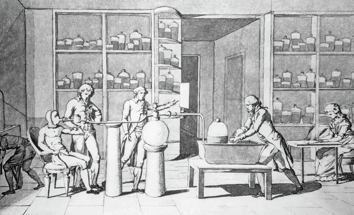 Framed Print : Antoine-Laurent Lavosier in His Laboratory Framed Print : Antoine-Laurent Lavosier in His Laboratory