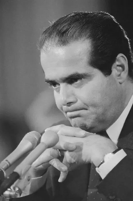 Framed Print : Antonin Scalia Behind Microphone