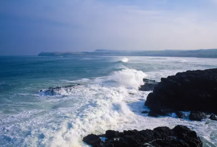 Framed Print : Co Antrim, Port Ballintrae, With Stormy Sea Framed Print : Co Antrim, Port Ballintrae, With Stormy Sea