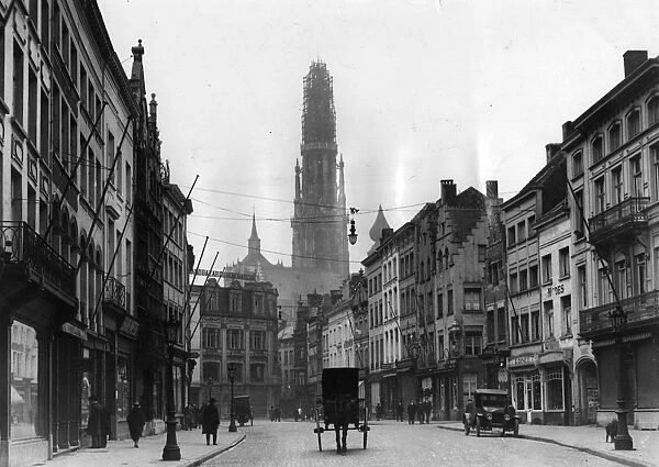 Antwerp. circa 1910: A street in Antwerp, Belgium. (Photo by Hulton Archive / Getty Images)