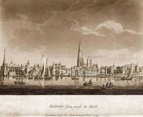 Antwerp. 1st February 1795: A view of Antwerp from across the Scheld