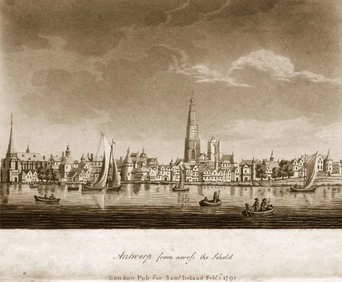 Framed Print : Antwerp. 1st February 1795: A view of Antwerp from across the Scheld Framed Print : Antwerp. 1st February 1795: A view of Antwerp from across the Scheld