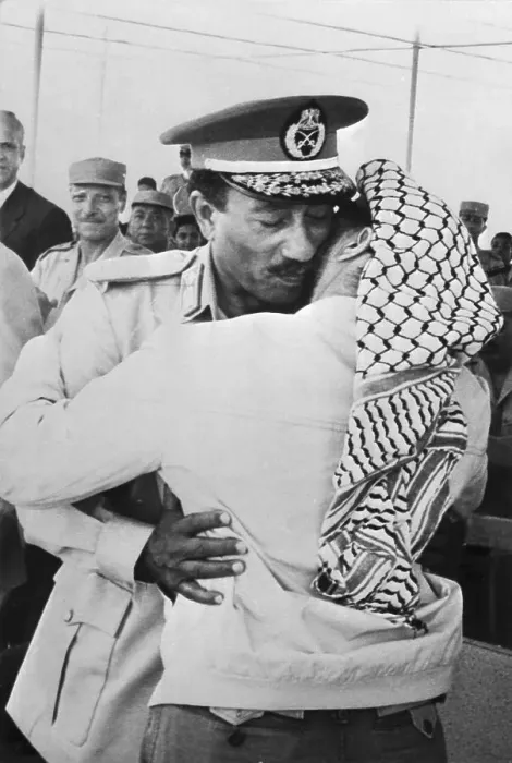 Framed Print : Anwar Sadat Hugs Yasser Arafat Framed Print : Anwar Sadat Hugs Yasser Arafat