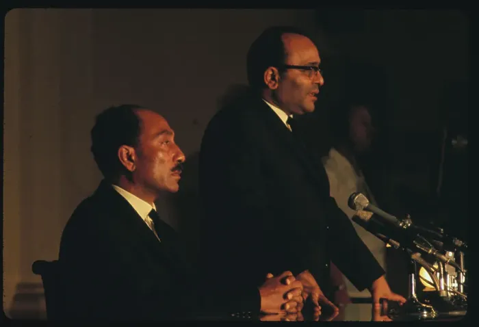 Framed Print : Anwar Sadat with Labib Shukair