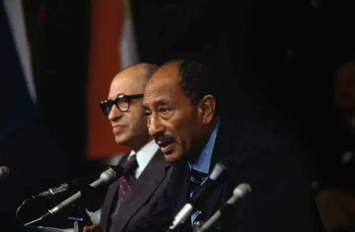 Framed Print : Anwar Sadat at News Conference Framed Print : Anwar Sadat at News Conference