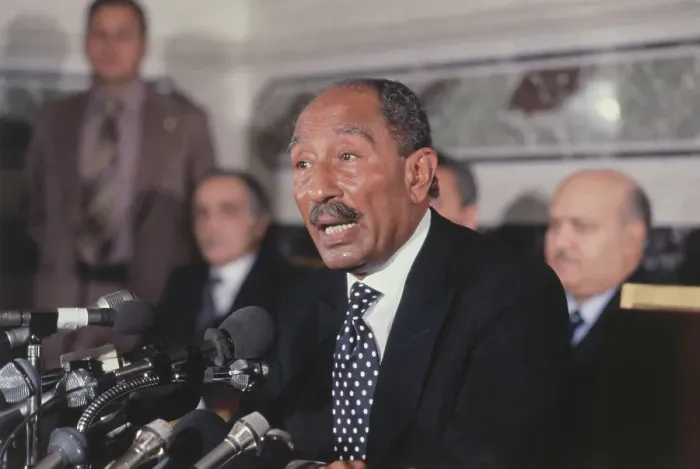 Framed Print : Anwar Sadat at News Conference Framed Print : Anwar Sadat at News Conference
