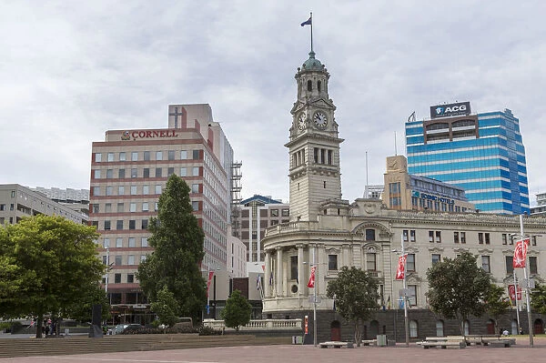 Aotea Square with the historic Town Hall building, Auckland, Auckland Region, New Zealand