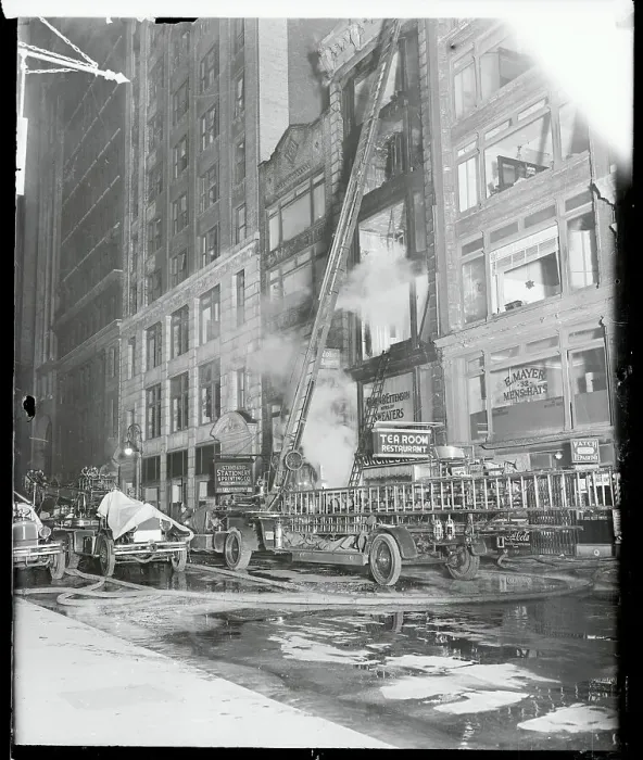 Framed Print : Apartment Building on Fire