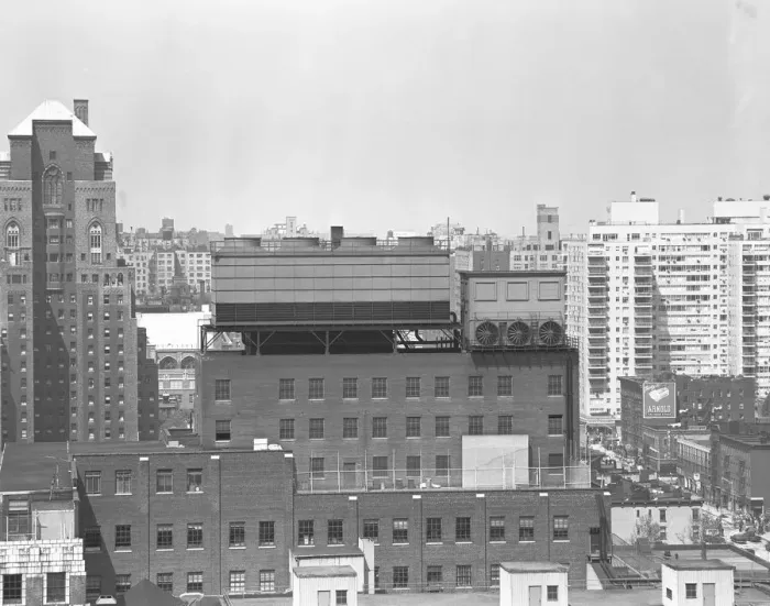 Framed Print : Apartment buildings, (B&W), elevated view Framed Print : Apartment buildings, (B&W), elevated view